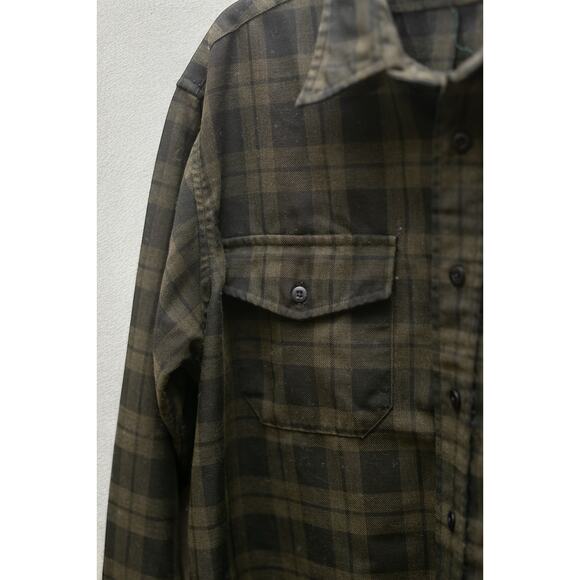 Vintage L.L. Bean Made in USA Flannel Shirt – Olive/Brown Plaid - Picture 4 of 4